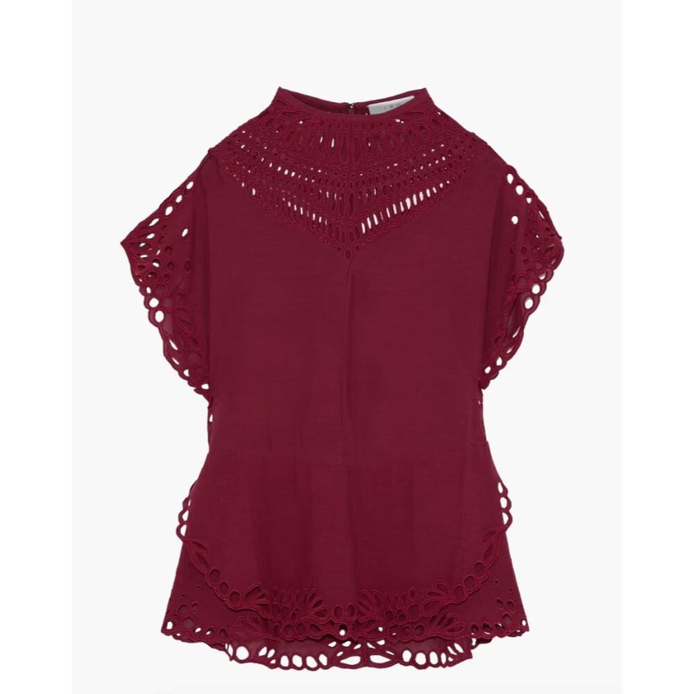 IRO Jala Eyelet High Neck Embroidered Blouse Size 16W